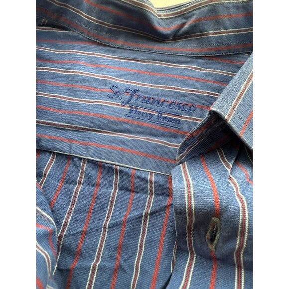 Sr. Francesco Dress Shirt Mens Size 16R Purple Striped Button Up Long Sleeve - Picture 2 of 5